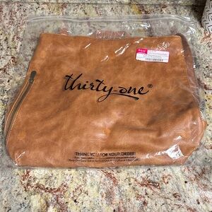 Thirty-One Caramel Leather Pouch